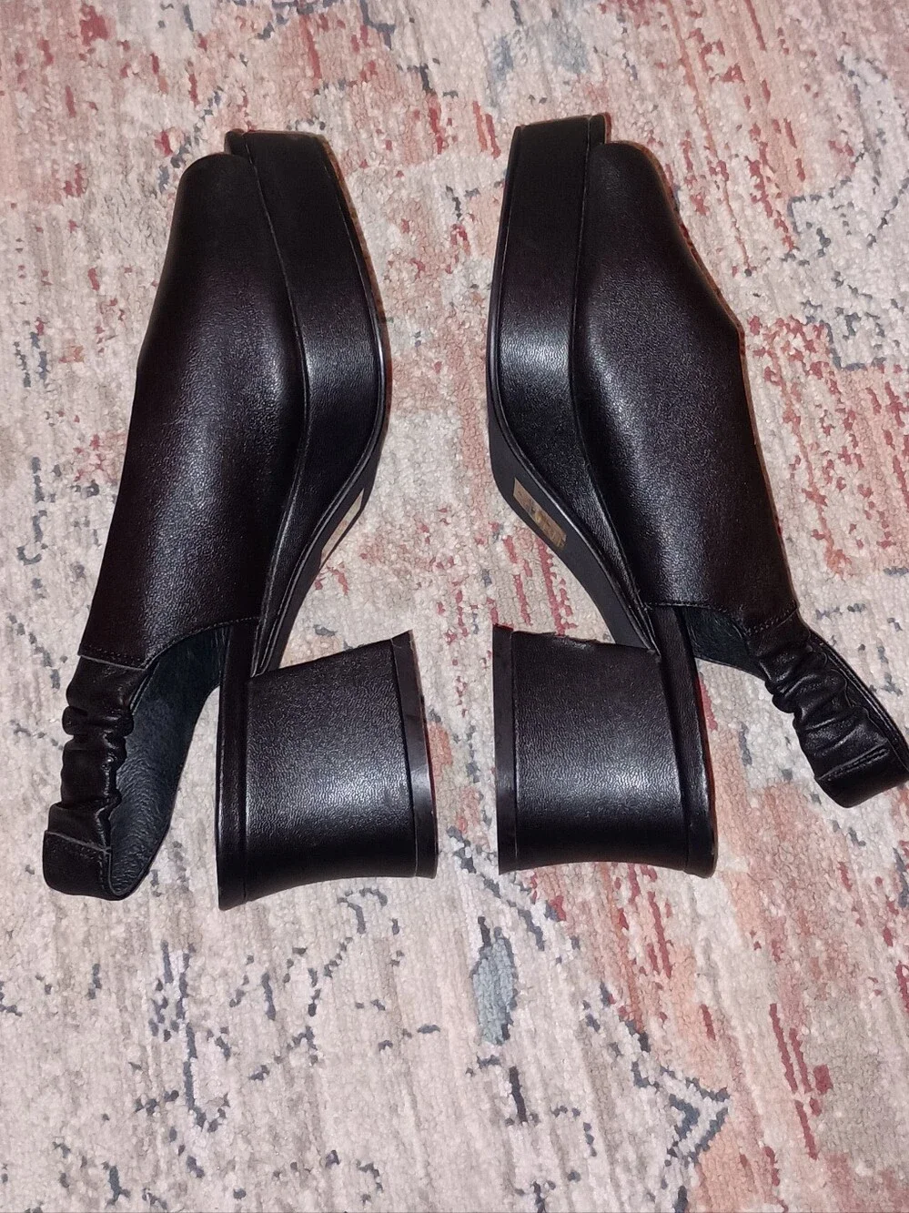 Jeffrey Campbell Black Leather Open-Toe Slingback Platform Heels - Picture 9 of 12